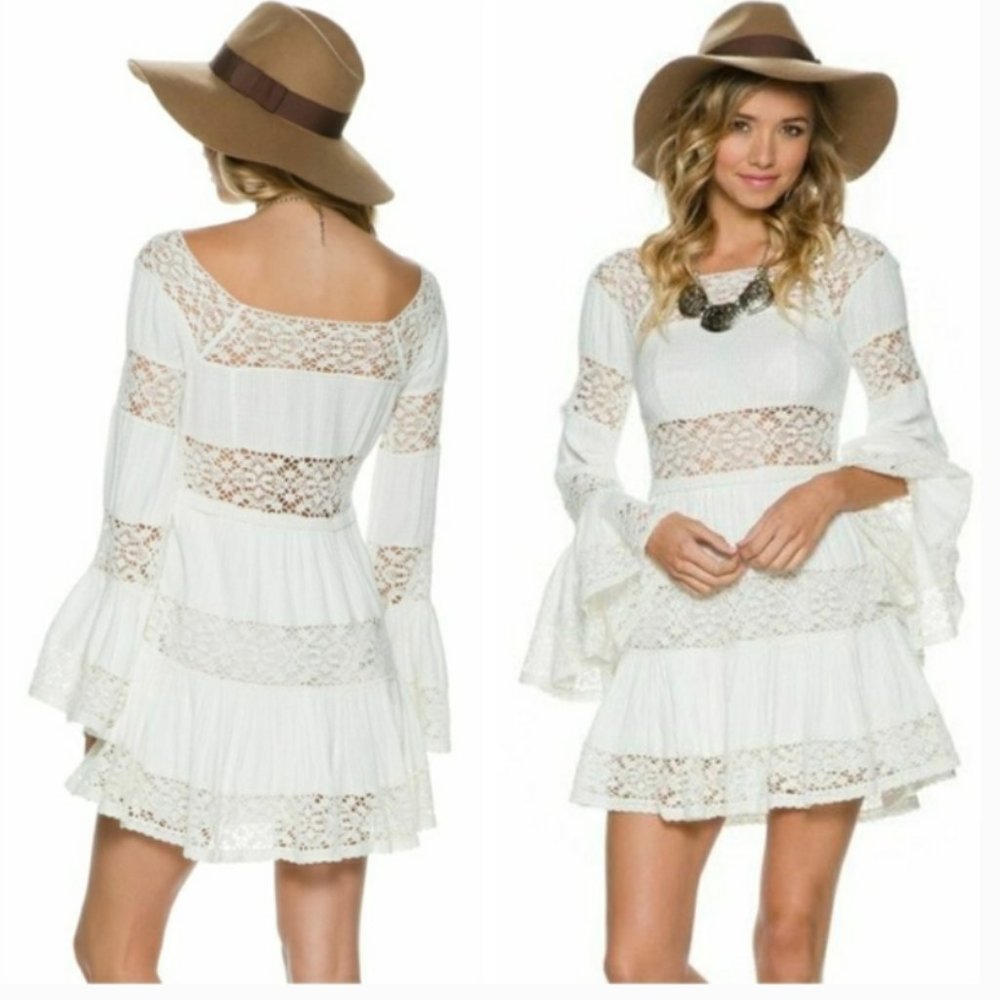 Free People Pippa Fit Flare Boho Crochet Dress